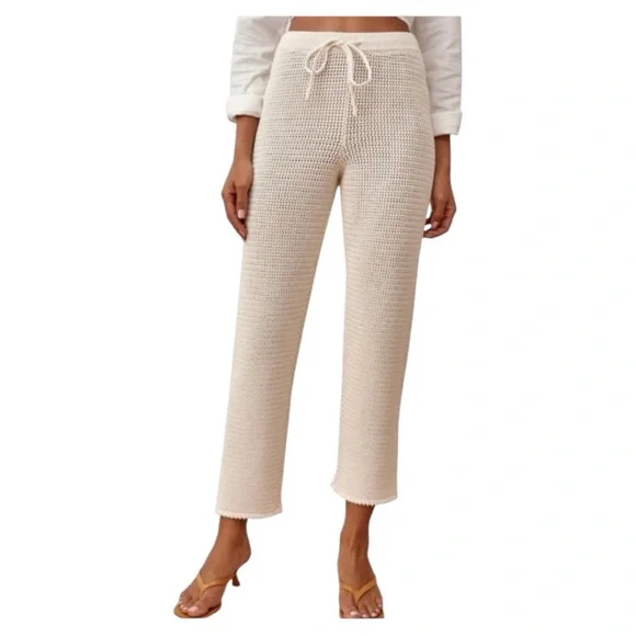 REFORMATION Rosso Open Knit Pant in Gossamer- Small - Picture 2 of 7
